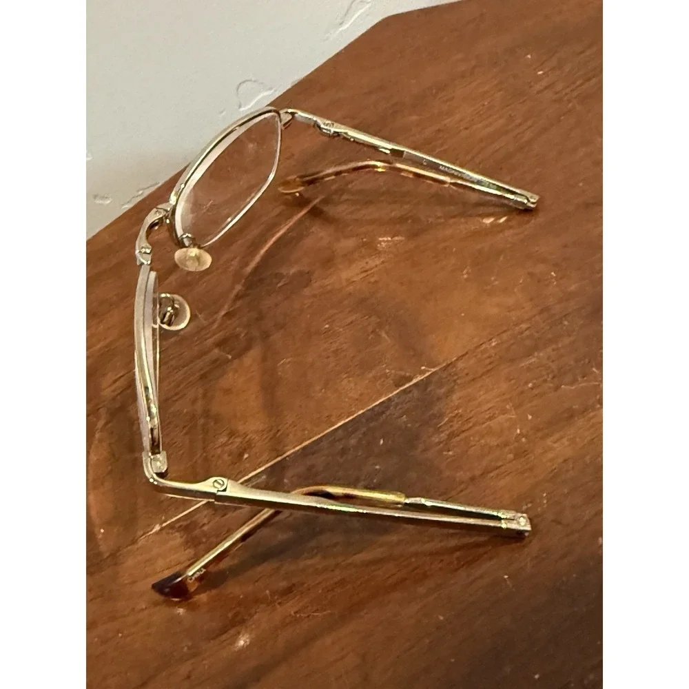 Vintage Retro Folding Glasses Frames Only Gold Metal Collapsible Temples